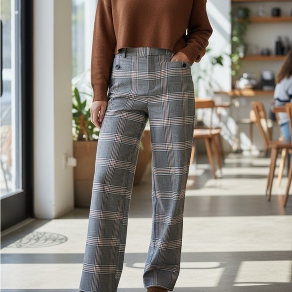 Melissa Paige Academia Plaid Wide Leg Pants Size Small - Picture 13 of 13